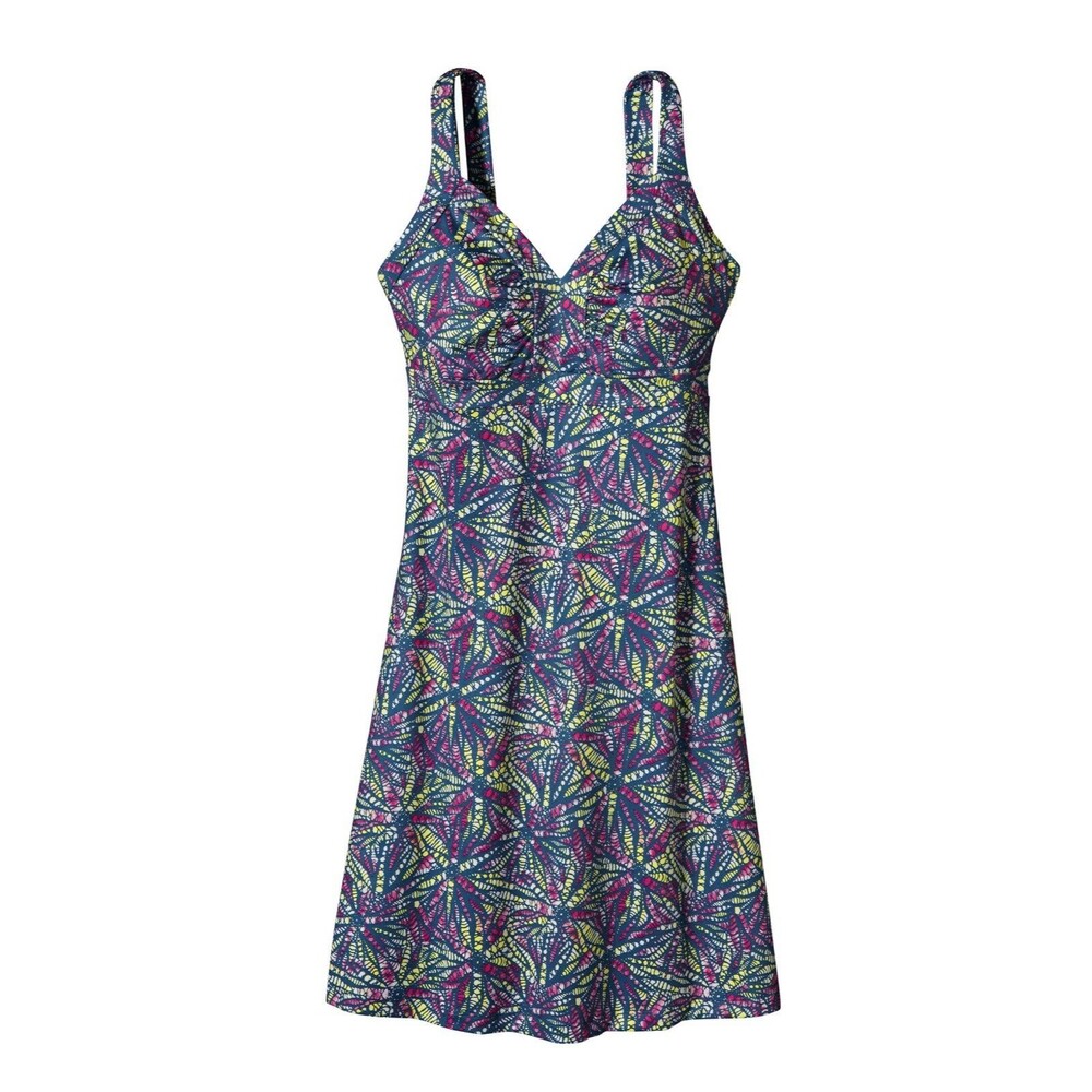Patagonia Minette Printed Athletic Dress Medium Stretchy Blue Pink Green Floral